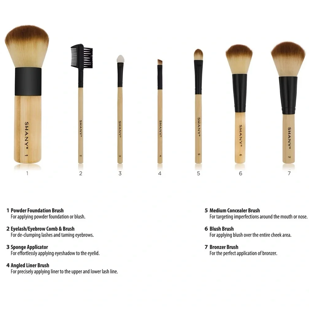 SHANY Bamboo Brush Set - Vegan Brushes - 7 pieces, NEW